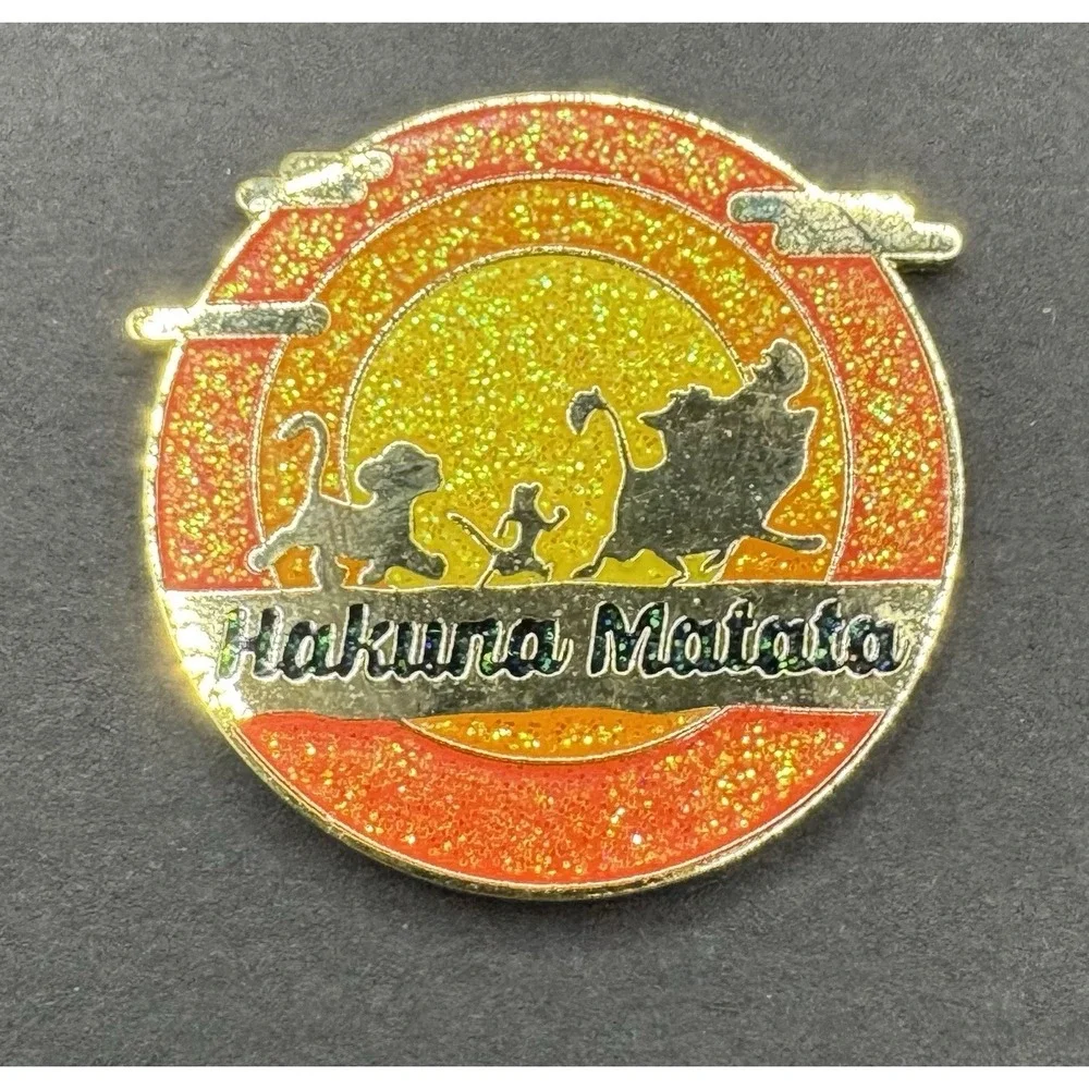 Disney Lion King Hukuna Matata Sunset Background Glittery Lapel Hat Jacket Pin